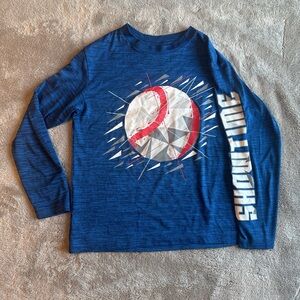 Stylish Blue Kids Long Sleeve Tee with Baseball Graphic